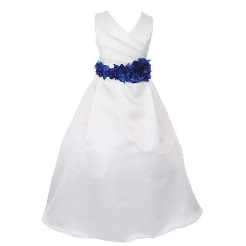 Little Girls Ivory Color Choice Sash Full Length Bridal Flower Girl Dress 2-6 - SophiasStyle.com